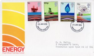 Great Britain 1978 Sc#827/830 ENERGY-OIL-COAL-GAS-ELECTRICITY Set (4) FDC