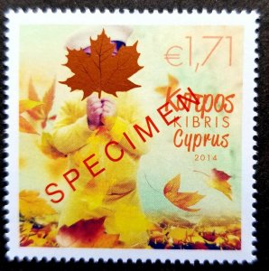 Cyprus Four Seasons Autumn 2014 Flower Flora Leaf (specimen stamp) MNH