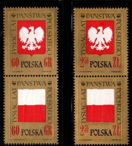 Poland Scott 1423-1426 MNH** set  in vertical pairs as shown
