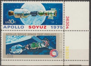 1569-70, Pairw/pl#s Apollo-Soyuz MNH (.10 cent)