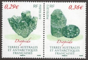 FRENCH ANTARCTIC 2012 Diopside; Scott 460, Yvert 602-03; MNH