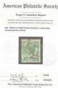 Italian Office In Turkish Empire #6 - #7 Used Rare Duo **With Certificates**