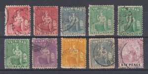 Trinidad Sc 48, 48a, 51, 52, 53 + shade, 54, 55, 65, 84,  used. 1864-96 issues