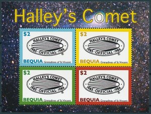 Bequia Stamps 2007 MNH Halley's Comet Space Comets 4v M/S