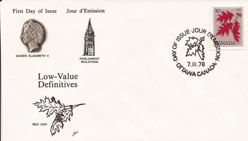 1978 Canada (NR) FDC - Sc 720 - Trees - Red Oak