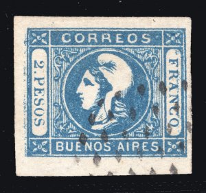 MOMEN: BUENOS AIRES #13 VAR. IMPERF 1862 USED SUPERB LOT #66748*