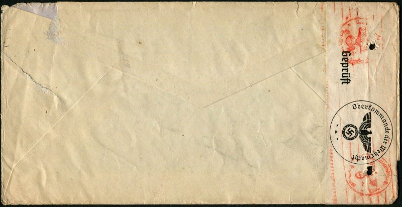WWII Germany Berlin Wehrmacht Censored Cover Postage 1941 Window Envelope