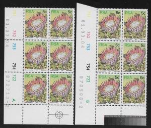 SOUTH AFRICA SC# 479a CB6 LL#751-54 + 722A-B MAR1981 I2 FVF/MNH