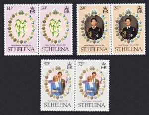 St. Helena Charles and Diana Royal Wedding 3v in pairs 1981 MNH SC#353-355