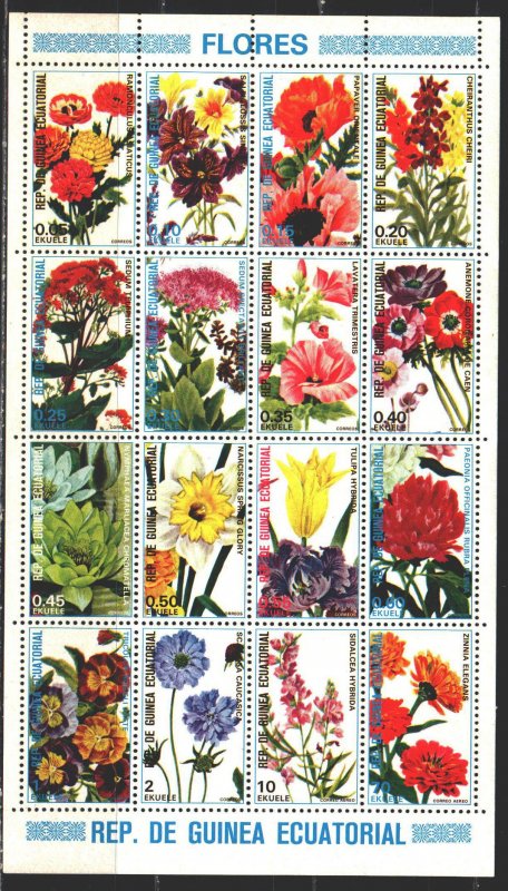 Equatorial Guinea. 1979. Small sheet 1582-97. Flowers, flora. MNH.