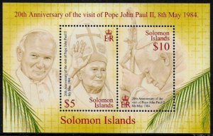 Solomon Is #970 MNH Souvenir Sheet - Visit of Pope John Paul II