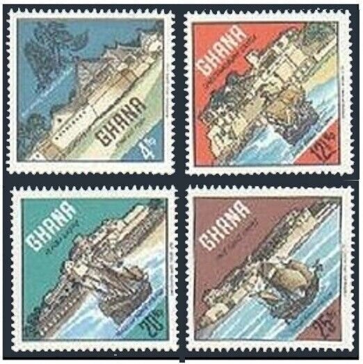 Ghana 301-304,MNH.Michel 306-309. Castles of Ghana Coast,Galleons.Cocoa plant.