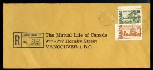 ?DAWSON'S LANDING, B.C. registered Centennial 1972 cover Canada