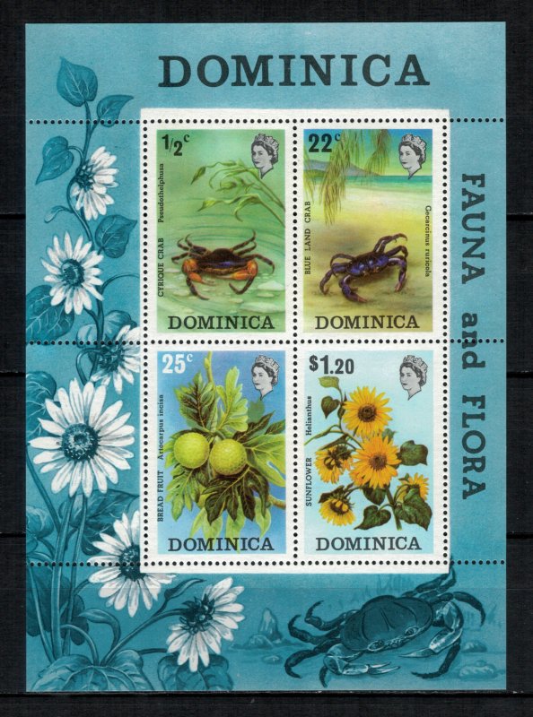 Dominica #371a* NH  CV $2.75  Marine life & flowers souvenir sheet