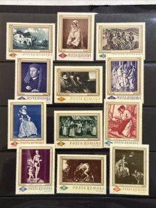 1966-7 Romania Famous Paintings Stamps Sc# 1859-64 and 1907-12 MNH