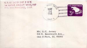 United States Marine Corps 5c Eagle Envelope 1966 U.S. Navy 14009, Unit 5 Kor...