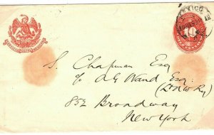 MEXICO Cover 10c Stationery Envelope USA New York 1893{samwells-covers} SV4