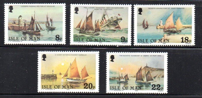 Isle of Man Sc 184-8 1981 Fishermen's ships stamp set mint NH