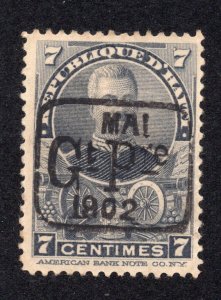 Haiti 1902 7c gray Handstamp, Genuine, Scott 75 MNG, value = 95c