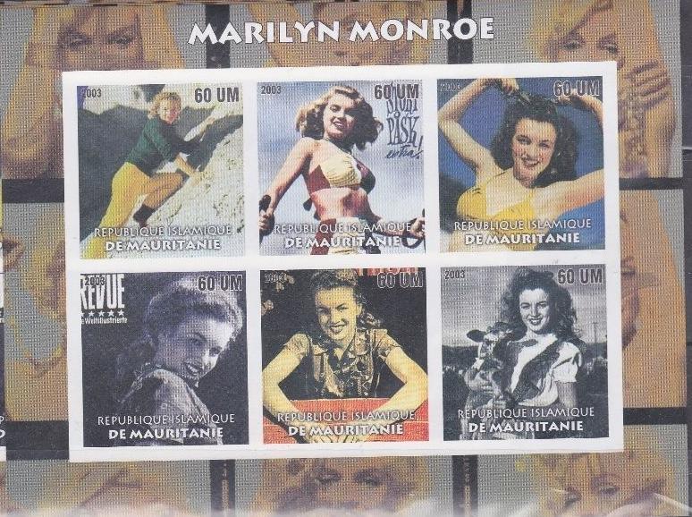 MAURITANIE SHEET IMPERF MARILYN MONROE ACTRESSES