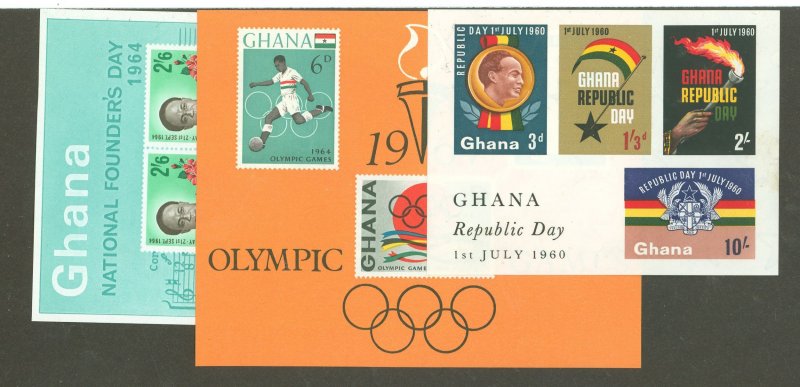 Ghana #81A/178A/185A Mint (NH) Souvenir Sheet