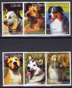 Turkmenistan 1999  DOGS Set of 6 Values Perforated MNH  Scarce !!!