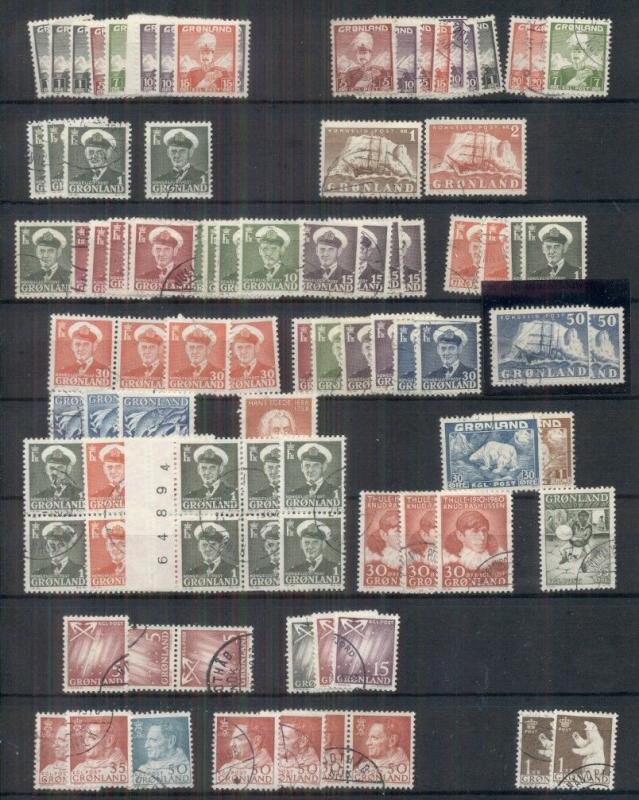 EARLY GREENLAND on stock pages - NH, LH and used - Scott $584.00