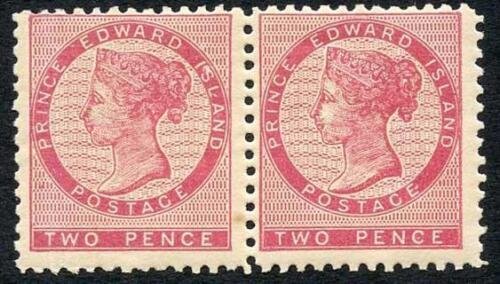 Prince Edward Island SG12 2d rose (toned) U/M PAIR Cat 52 pounds