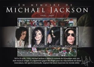 Togo 2010 - Michael Jackson in Memoriam 1958 - Sheet of 4 Stamps (#2) MNH