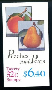 U.S. Scott 2487-2488 MNH Booklet (BK178) Picturing Peaches & Pears 