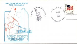 US EVENT COVER CACHETED VISIT OF POPE JOHN PAUL II NEW YORK UNITED NATIONS 1979