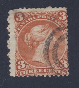 Canada Large Queen Stamp; #25-3c Used Fine Guide Value = $20.00