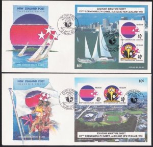 NEW ZEALAND 1990 Commonwealth Games min sheets on 2 FDCs...................B3511