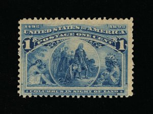 AFFORDABLE SCOTT #230 F-VF MINT OG NH 1¢ DEEP BLUE COLUMBIAN EXPO ISSUE #16145