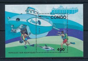 [29065] Congo Brazzaville 1993 Marine Life Fish Submarine MNH Sheet