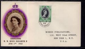 Cayman Islands 150 Queen Elizabeth II Coronation Typed FDC