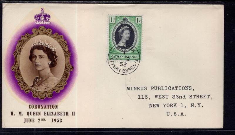 Cayman Islands 150 Queen Elizabeth II Coronation Typed FDC