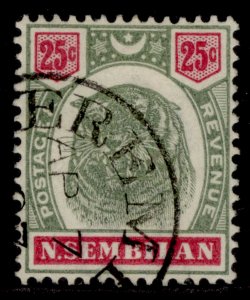 MALAYSIA - Negri Sembilan QV SG13, 25c green & carmine, FINE USED. Cat £100. CDS