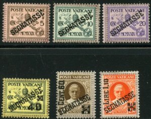 VATICAN Sc#J1-J6 1931 Postage Due Complete Set OG Mint Hinged