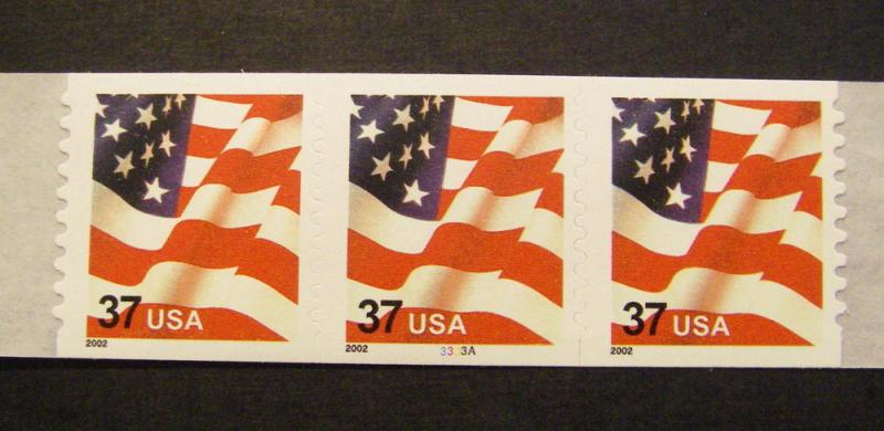 Scott 3632, 37 cent Waving Flag, PNC3 #3333A, MNH Beaut