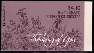 Australia Scott 1164a Flower boquet stamp Booklet 1990