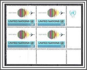 United Nations #C19 Airmail Margin Block MNH