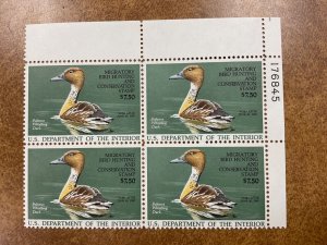 RW53 Duck Stamp plate block VF NH 1986. SELLING BELOW FACE