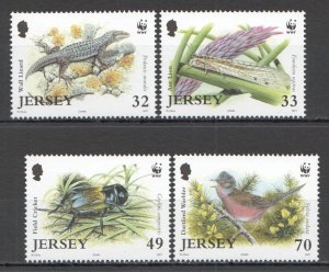 B0863 2004 Jersey Wwf Fauna Birds Insects Reptiles Rare Fauna Set Mnh