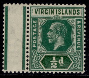 BRITISH VIRGIN ISLANDS GV SG80, ½d green, NH MINT. Cat £16. DIE II SCRIPT WMK