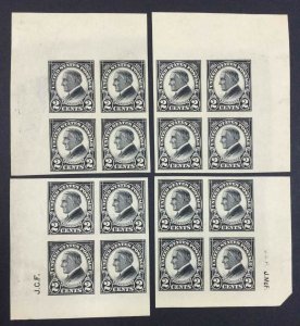 MOMEN: US STAMPS #611 CORNER BLOCKS MINT OG NH LOT #75497