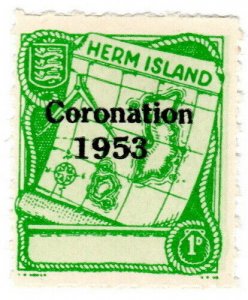 (I.B) Cinderella Collection : Herm Island 1d (1953 Coronation OP)