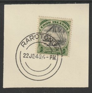 COOK Is 1932  PICTORIAL DE F 1/2d  on piece with MADAME JOSEPH  P...