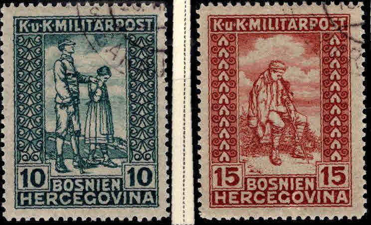 Bosnia Herzegovina Scott B16-B17  Used semi-postal stamp set