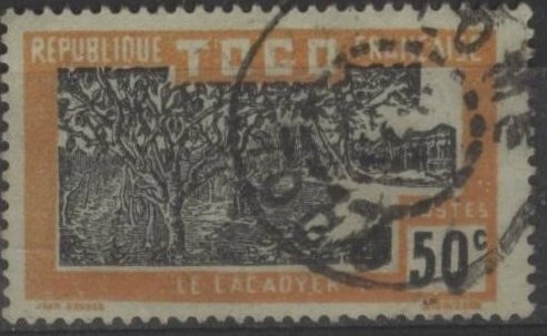 Togo 230 (used) 50c cacao trees, ocher & black on bluish paper (1924)